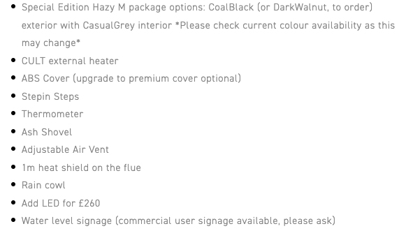 The parts included inone of the Kirami wood-fired hot tub package.